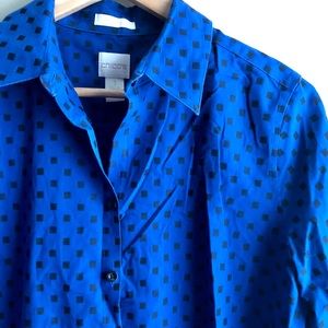 Chico’s Blue and Black Button Down Shirt